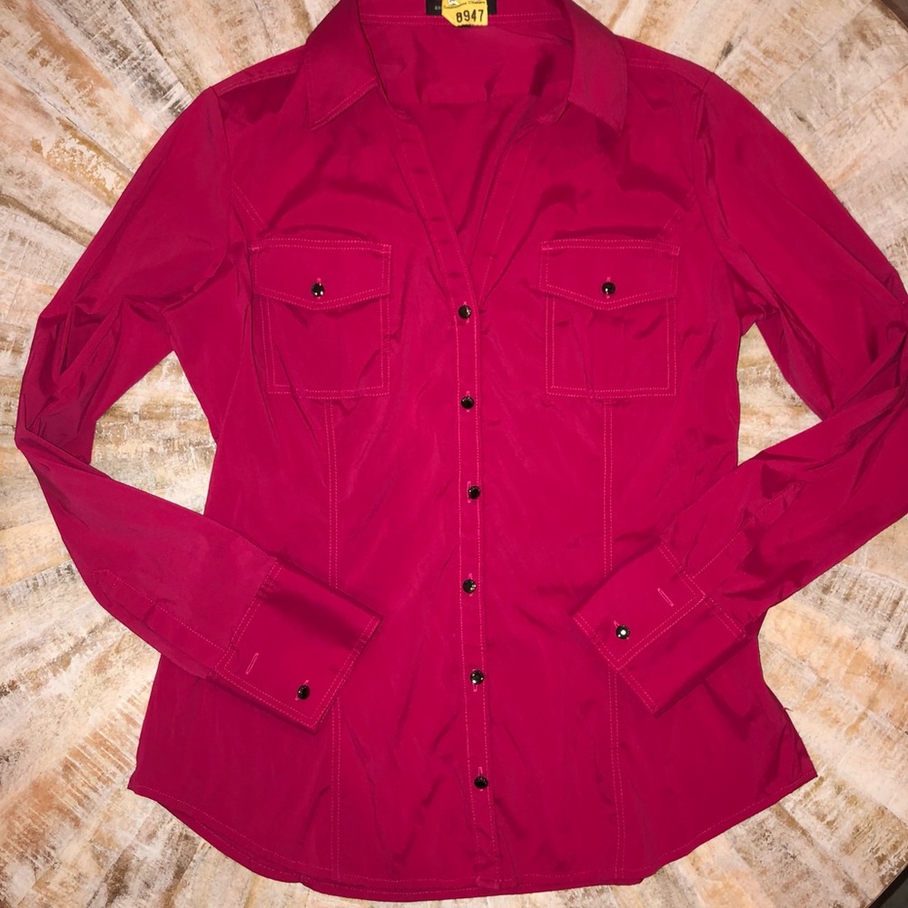 Express Collared Shirt Large Stretch Pink